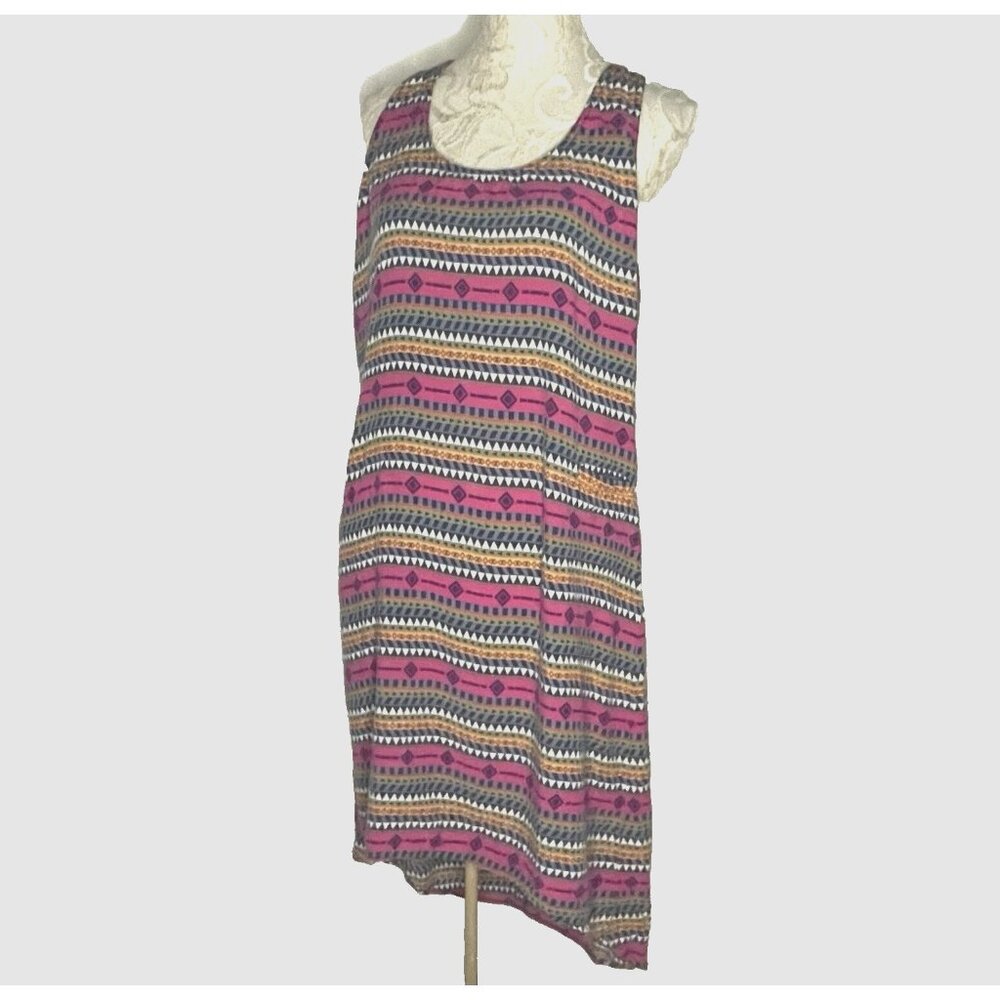 Kavu Exercise Jocelyn Stretch Dress sz L Tribal Stripe Knit Sundress Racerback